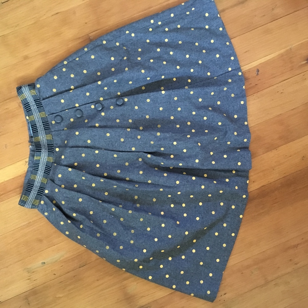 Anthropologie wool polka dot skirt